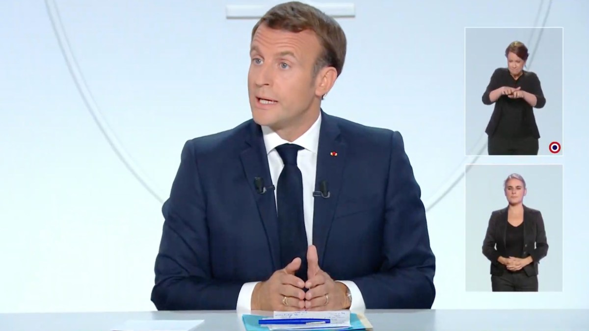 Emmanuel Macron le 14 octobre 2020 // Source : YouTube/Elysée Emmanuel Macron le 14 octobre 2020 // Source : YouTube/Elysée