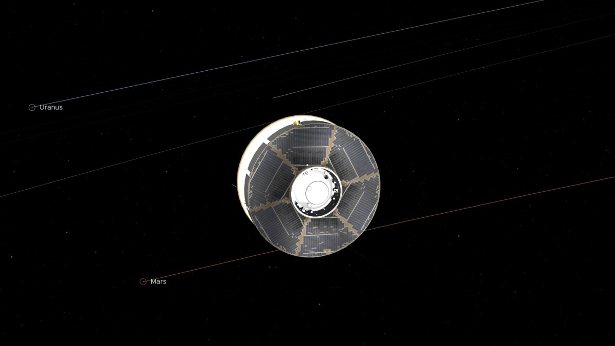 Mars 2020 dans l'espace, illustration. // Source : NASA/JPL-Caltech (image recadrée) Mars 2020 dans l'espace, illustration. // Source : NASA/JPL-Caltech (image recadrée)