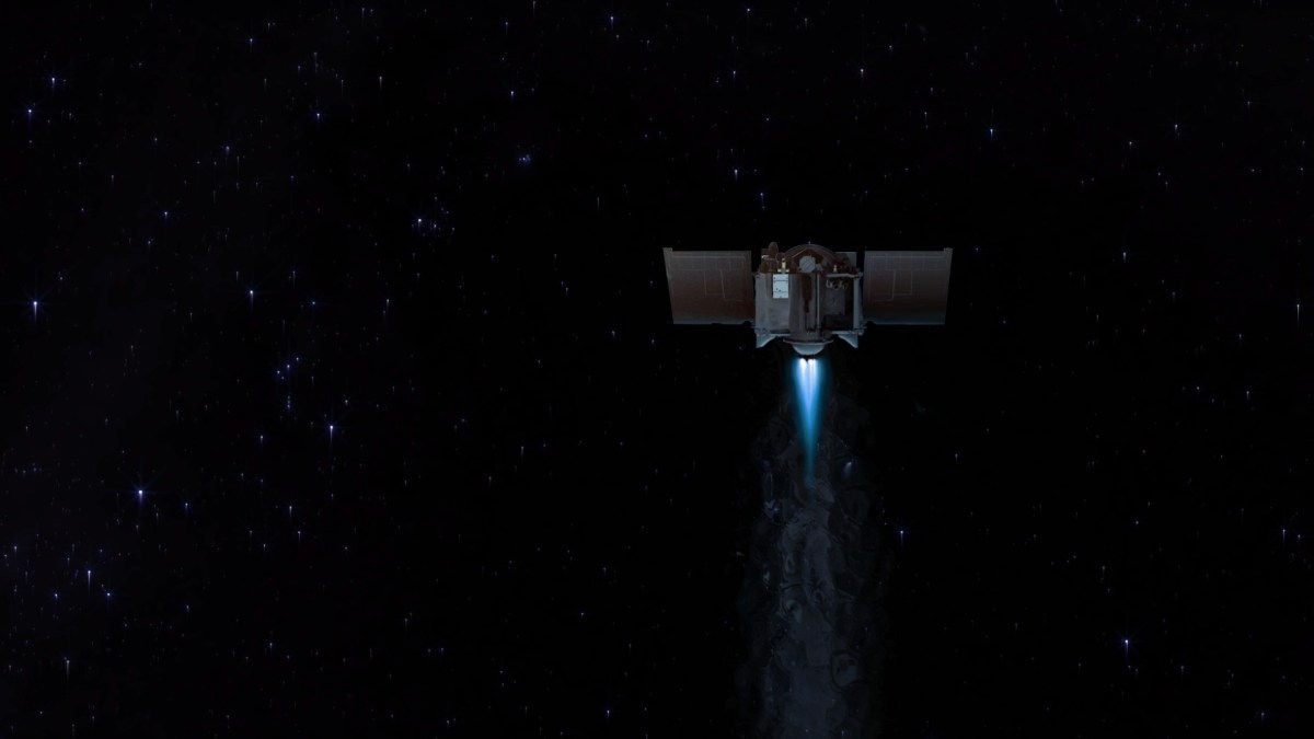 Représentation d'OSIRIS-REx. // Source : Flickr/CC/Nasa Goddard Space Flight Center Représentation d'OSIRIS-REx. // Source : Flickr/CC/Nasa Goddard Space Flight Center