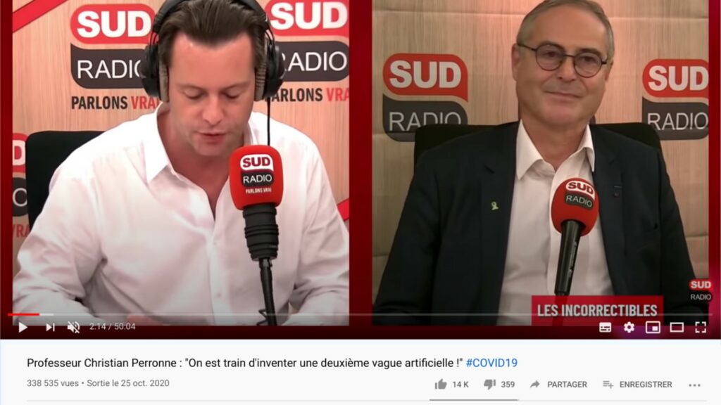 Une déclaration fallacieuse, vue plus de 300 000 fois sur Youtube. // Source : SudRadio/YouTube Une déclaration fallacieuse, vue plus de 300 000 fois sur Youtube. // Source : SudRadio/YouTube