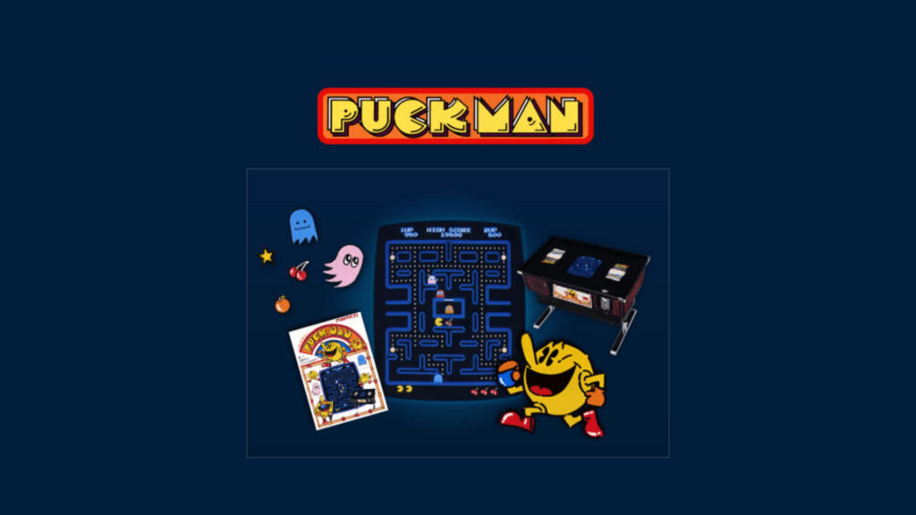 Puckman est sorti en 1980. // Source : Site officiel de Pac-Man, montage Numerama Puckman est sorti en 1980. // Source : Site officiel de Pac-Man, montage Numerama