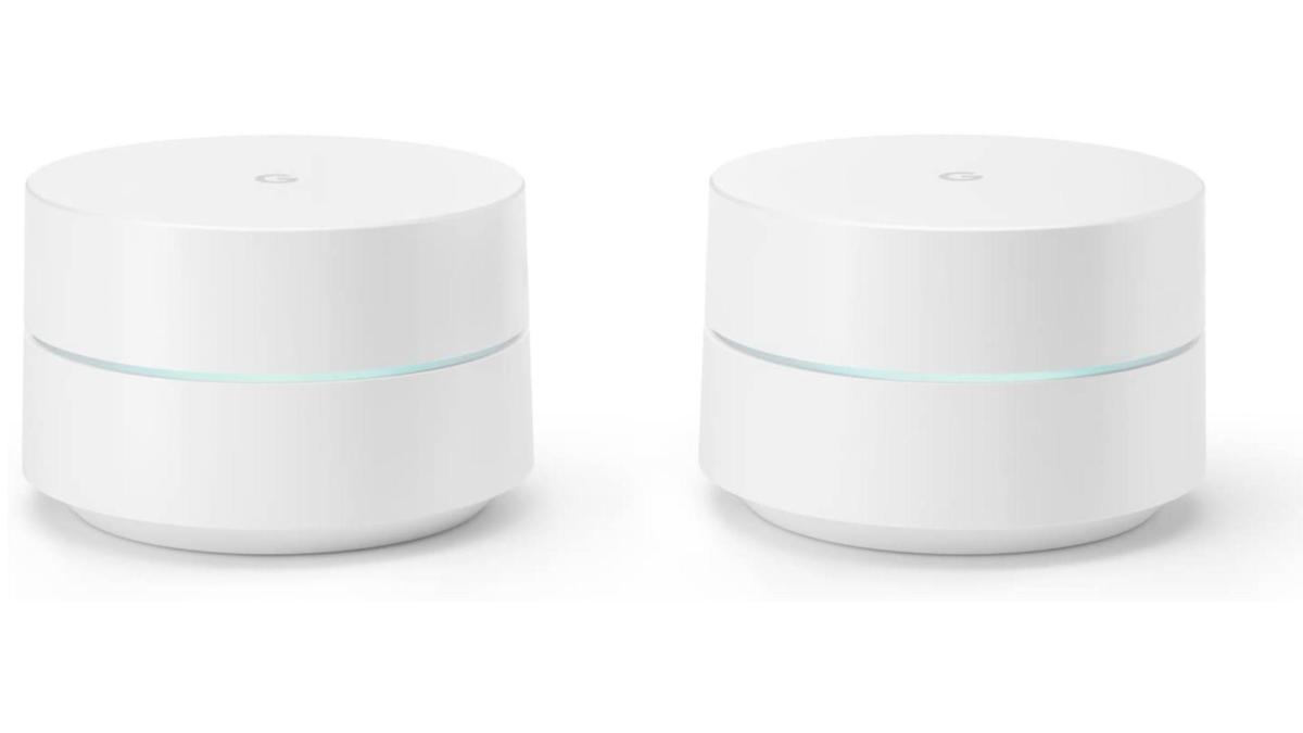 Un pack de 2 routeurs Google WiFi. Un pack de 2 routeurs Google WiFi.