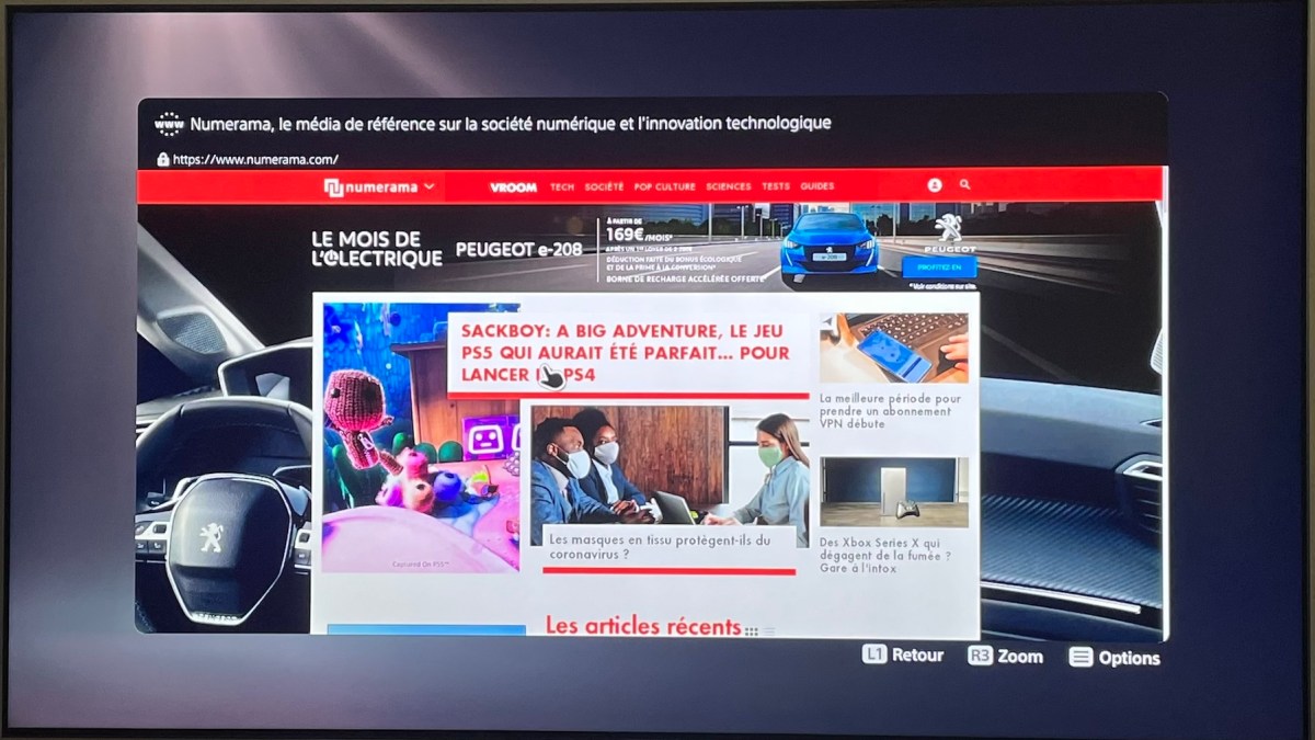 Numerama sur le navigateur web de la PS5 // Source : Maxime Claudel pour Numerama Numerama sur le navigateur web de la PS5 // Source : Maxime Claudel pour Numerama