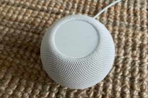 La surface tactile du HomePod mini // Source : Maxime Claudel pour Numerama La surface tactile du HomePod mini // Source : Maxime Claudel pour Numerama