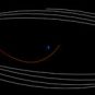 Trajectoire (en rouge) de la mini-lune 2020 CD3. // Source : Capture d'écran orbitsimulator.com Trajectoire (en rouge) de la mini-lune 2020 CD3. // Source : Capture d'écran orbitsimulator.com