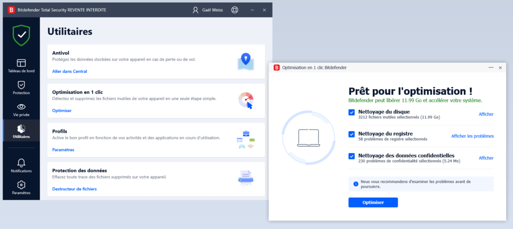 Bitdefender Total Security comprend de nombreux outils, permettant notamment de faire de la place sur son disque dur. Bitdefender Total Security comprend de nombreux outils, permettant notamment de faire de la place sur son disque dur.