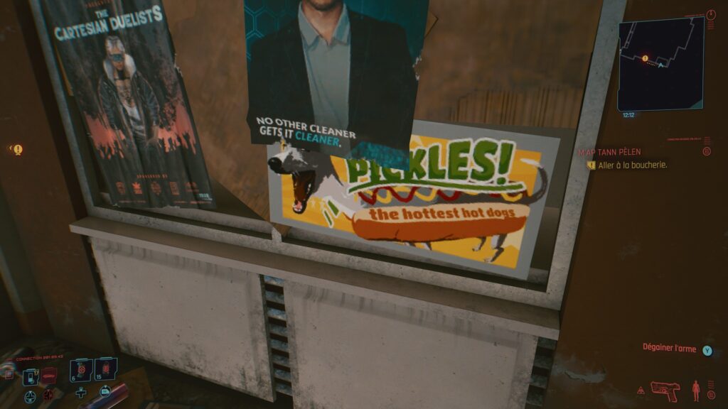 Une publicité pour un hot dog dans Cyberpunk 2077 // Source : Capture d'écran Xbox Une publicité pour un hot dog dans Cyberpunk 2077 // Source : Capture d'écran Xbox