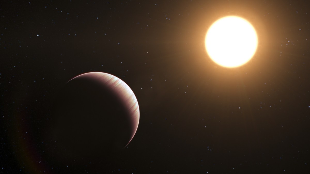 Vue d'artiste de Tau Bootis b. // Source : Wikimedia/CC/ESO/L. Calçada (photo recadrée) Vue d'artiste de Tau Bootis b. // Source : Wikimedia/CC/ESO/L. Calçada (photo recadrée)