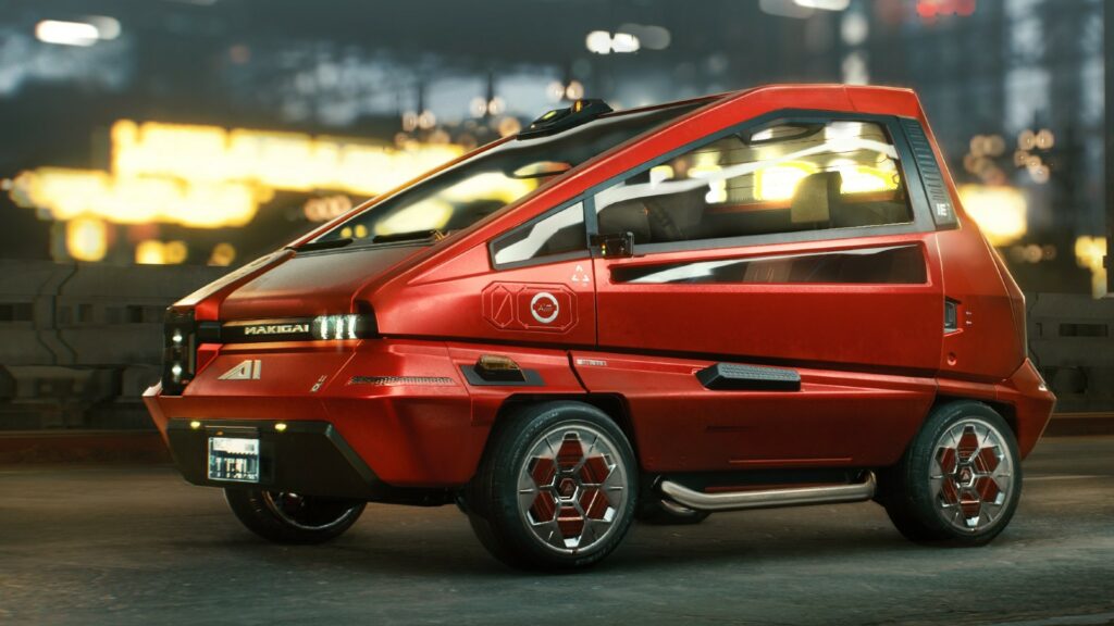 Julien apprécie de parcourir les rues de Night City dans une voiture toutefois respectueuse de l'environnement de Night City. // Source : CD Projekt Red Julien apprécie de parcourir les rues de Night City dans une voiture toutefois respectueuse de l'environnement de Night City. // Source : CD Projekt Red