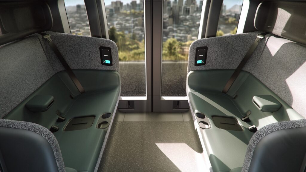 Intérieur du robotaxi de Zoox // Source : Zoox Intérieur du robotaxi de Zoox // Source : Zoox
