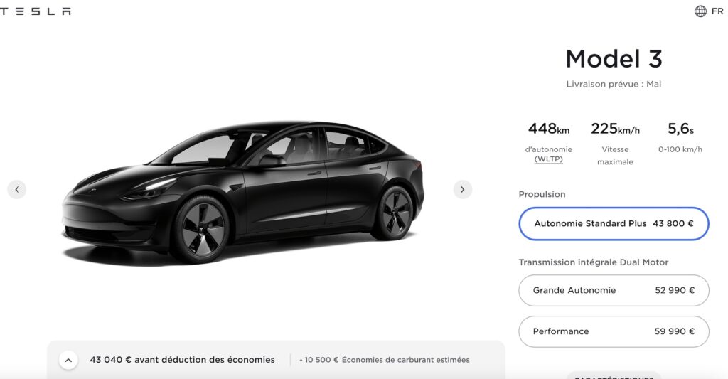 Configurateur Tesla Model 3 // Source : Tesla Configurateur Tesla Model 3 // Source : Tesla