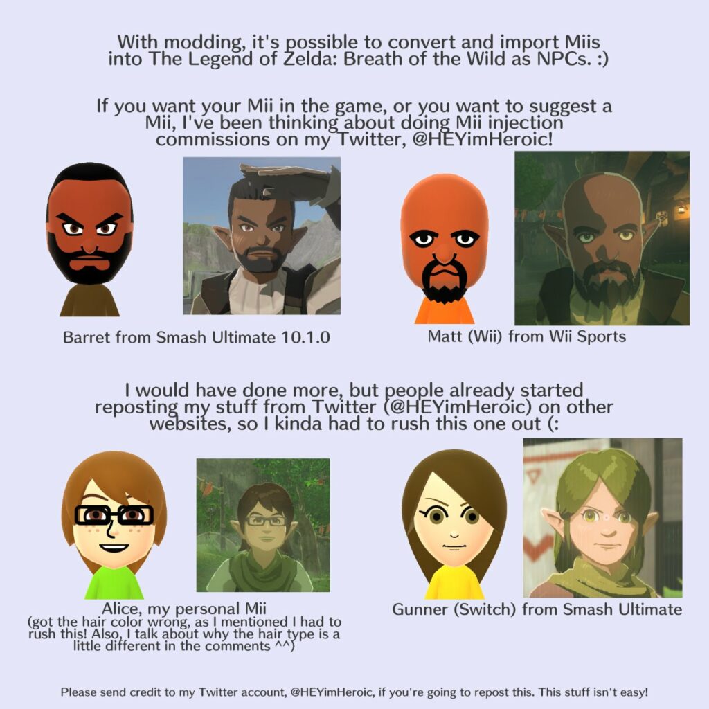 Les Mii dans The Legend of Zelda: Breath of the Wild // Source : Twitter i'm alice Les Mii dans The Legend of Zelda: Breath of the Wild // Source : Twitter i'm alice