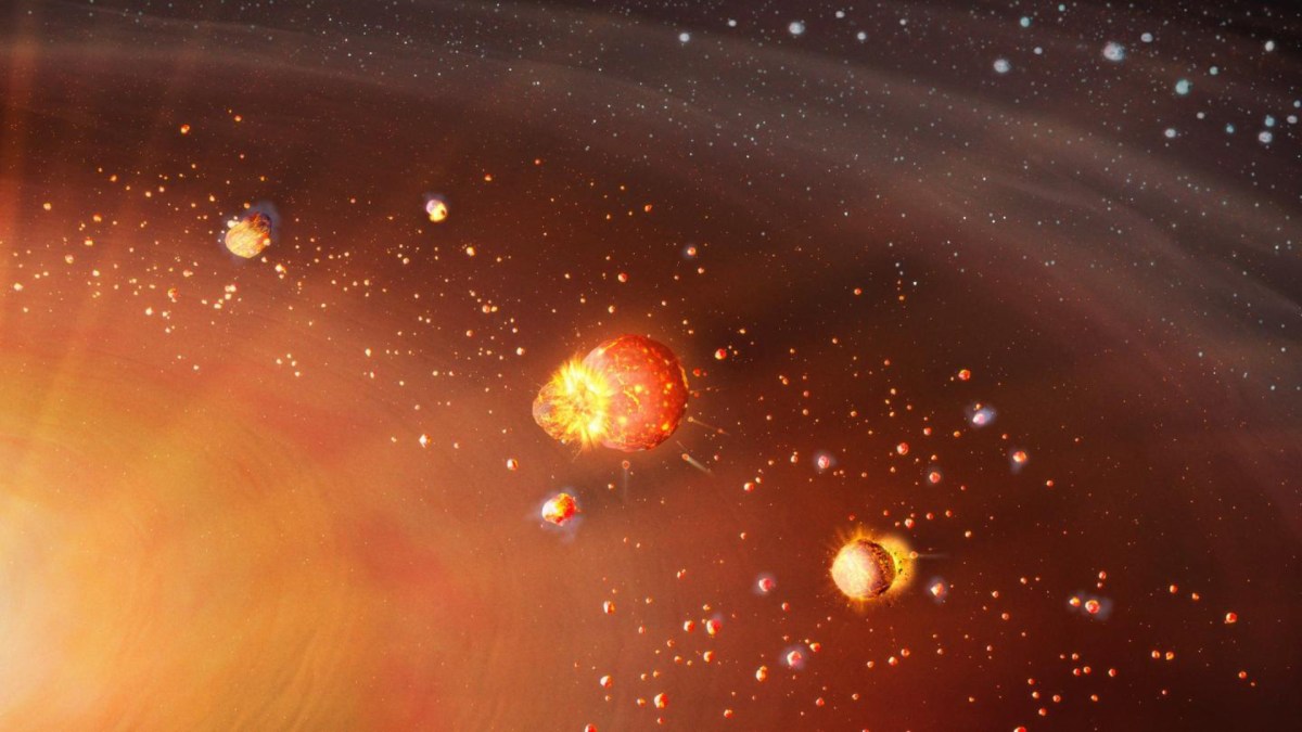 Vue d'artiste de la formation du système solaire. // Source : Mark A Garlick/markgarlick.com Vue d'artiste de la formation du système solaire. // Source : Mark A Garlick/markgarlick.com