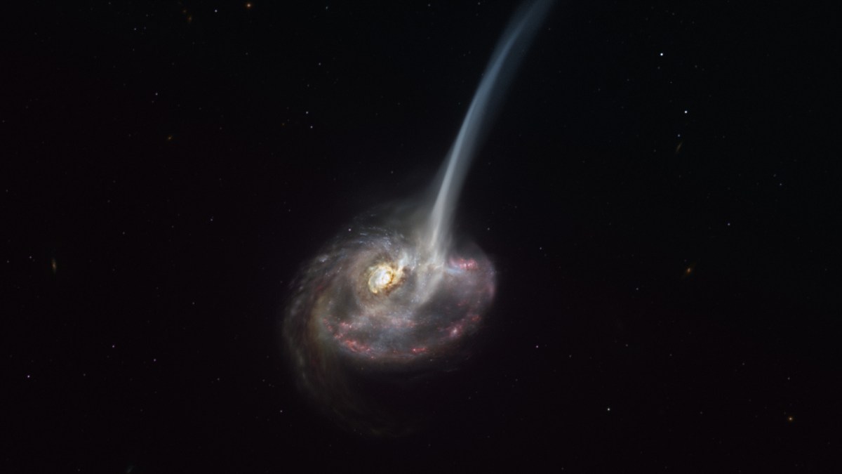 Vue d'artiste de la galaxie ID2299. // Source : ESO/M. Kornmesser (image recadrée) Vue d'artiste de la galaxie ID2299. // Source : ESO/M. Kornmesser (image recadrée)