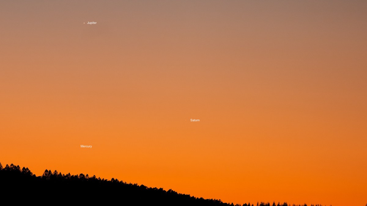 Jupiter, Saturne et Mercure le 10 janvier 2021. // Source : Flickr/CC/Dominique Dierick (photo recadrée) Jupiter, Saturne et Mercure le 10 janvier 2021. // Source : Flickr/CC/Dominique Dierick (photo recadrée)