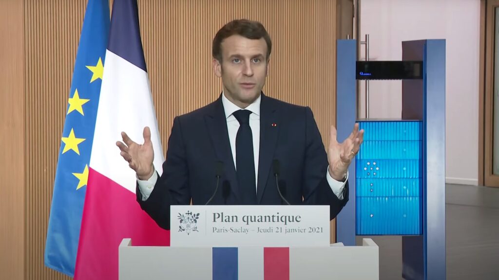 Macron a présenté le plan quantique le 21 janvier. // Source : Élysée-YouTube Macron a présenté le plan quantique le 21 janvier. // Source : Élysée-YouTube