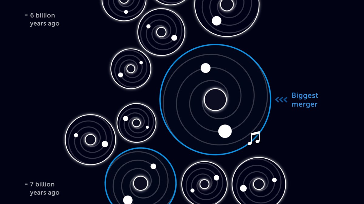 Les plus anciennes ondes gravitationnelles détectées. // Source : Capture d'écran ScienceNews/Nadieh Bremer Les plus anciennes ondes gravitationnelles détectées. // Source : Capture d'écran ScienceNews/Nadieh Bremer