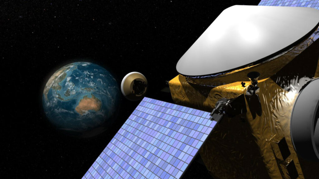 Vue d'artiste du retour de la capsule d'échantillons. // Source : Wikimedia/NASA Goddard Space Flight Center Vue d'artiste du retour de la capsule d'échantillons. // Source : Wikimedia/NASA Goddard Space Flight Center