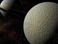 Vue d'artiste de Rhéa et Saturne. // Source : Flickr/CC/Kevin Gill