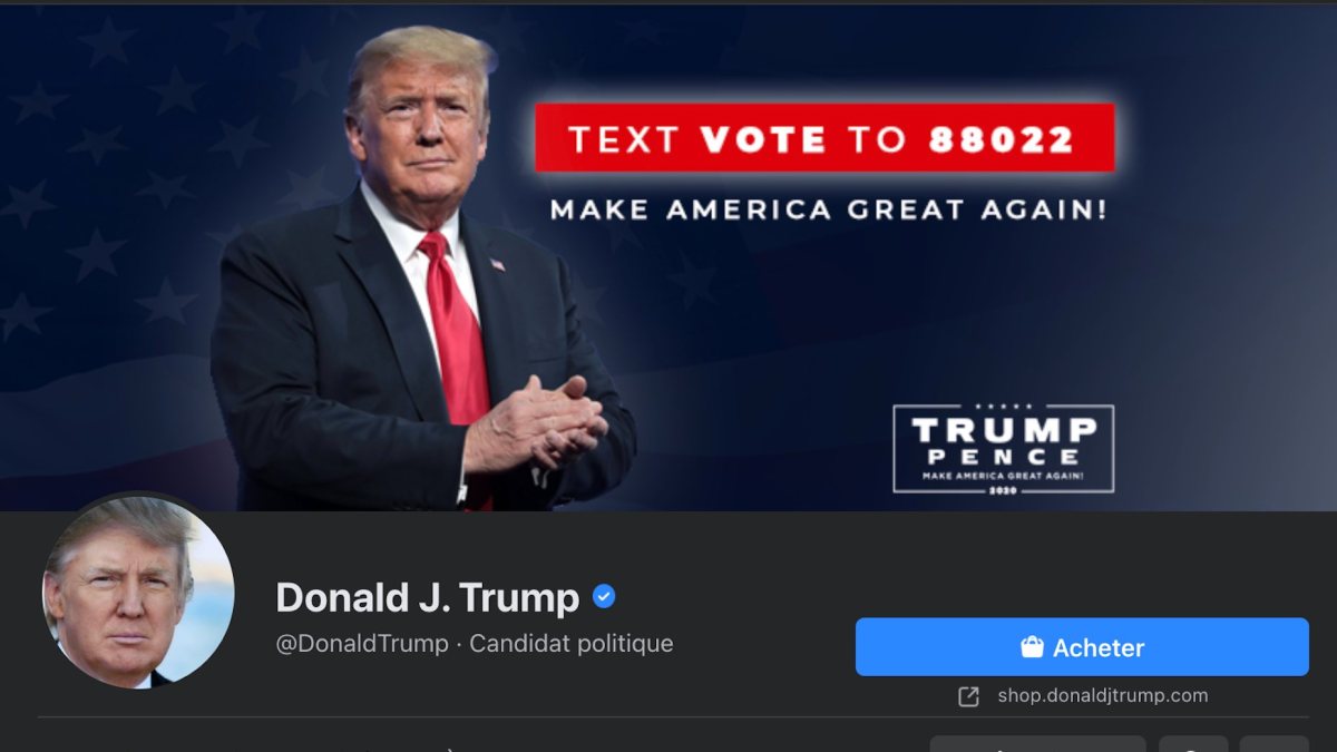 Le compte Facebook officiel de Donald Trump // Source : Facebook Le compte Facebook officiel de Donald Trump // Source : Facebook