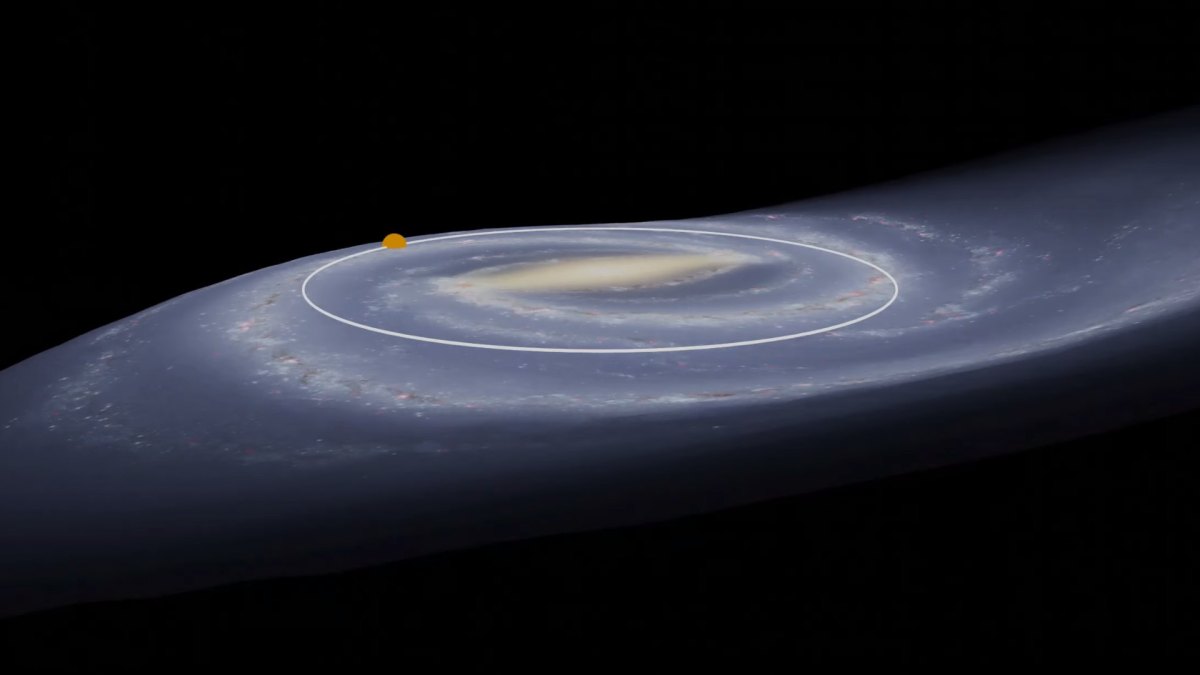 Représentation de la « vague » dans la Voie lactée. // Source : Capture d'écran YouTube Sloan Digital Sky Surveys Représentation de la « vague » dans la Voie lactée. // Source : Capture d'écran YouTube Sloan Digital Sky Surveys