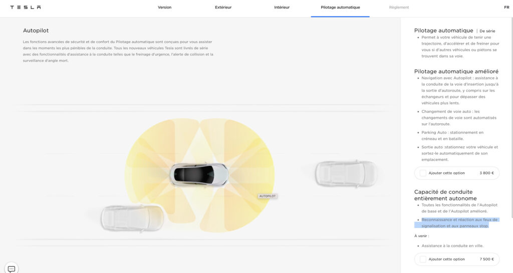 Nouvelles options Autopilot pour Tesla // Source : Capture d'écran Tesla Nouvelles options Autopilot pour Tesla // Source : Capture d'écran Tesla