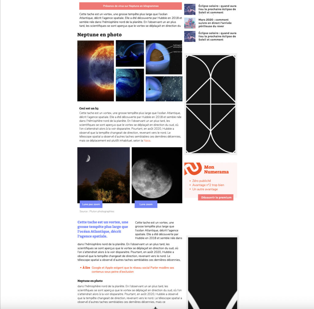 L'iconographie pourra être plus variée et mieux intégrée à la direction artistique. La poursuite de lecture permet de rappeler l'existence d'un club premium et ses avantages. // Source : Claire Braikeh pour Numerama L'iconographie pourra être plus variée et mieux intégrée à la direction artistique. La poursuite de lecture permet de rappeler l'existence d'un club premium et ses avantages. // Source : Claire Braikeh pour Numerama
