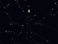 Conjonction entre la Lune et Mars le soir du 18 février 2021. // Source : Nino Barbey pour Numerama