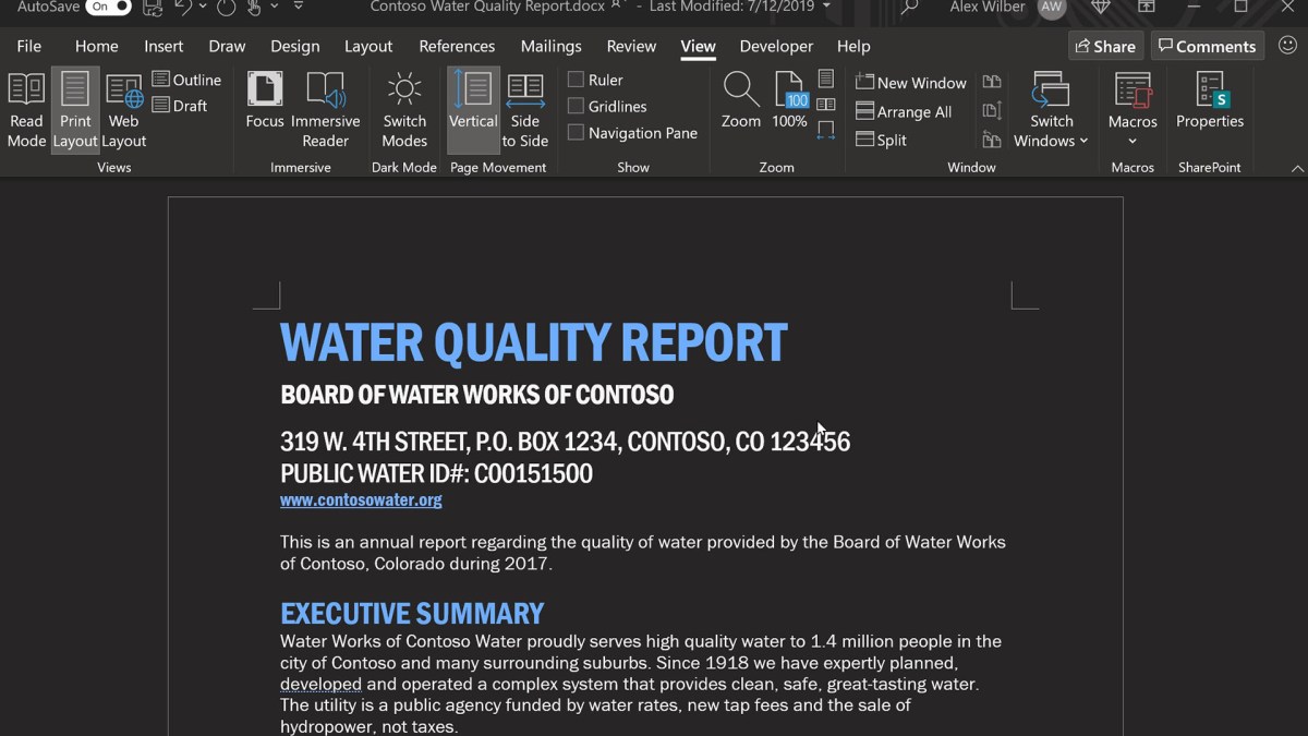 Dark Mode Word // Source : Microsoft Dark Mode Word // Source : Microsoft