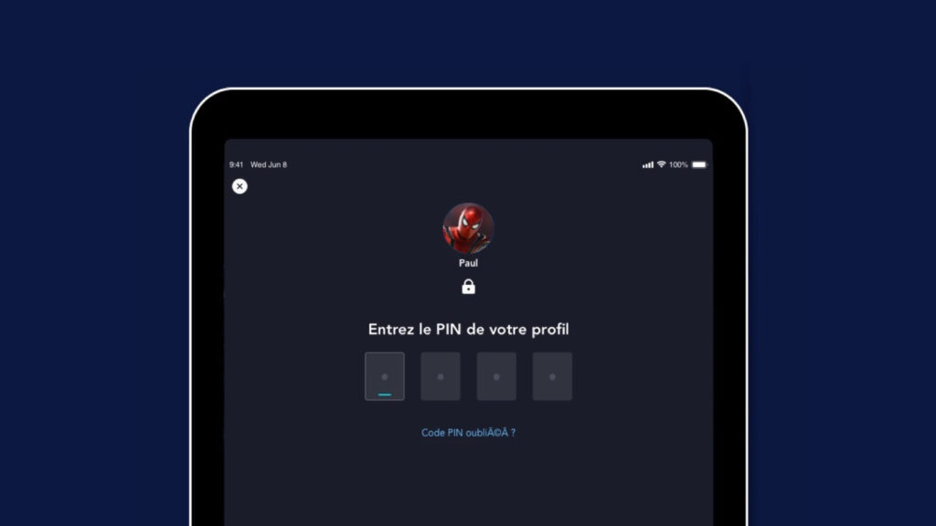Le code PIN à rentrer sur l'interface Disney+ pour accéder à un profil // Source : Disney+ Le code PIN à rentrer sur l'interface Disney+ pour accéder à un profil // Source : Disney+