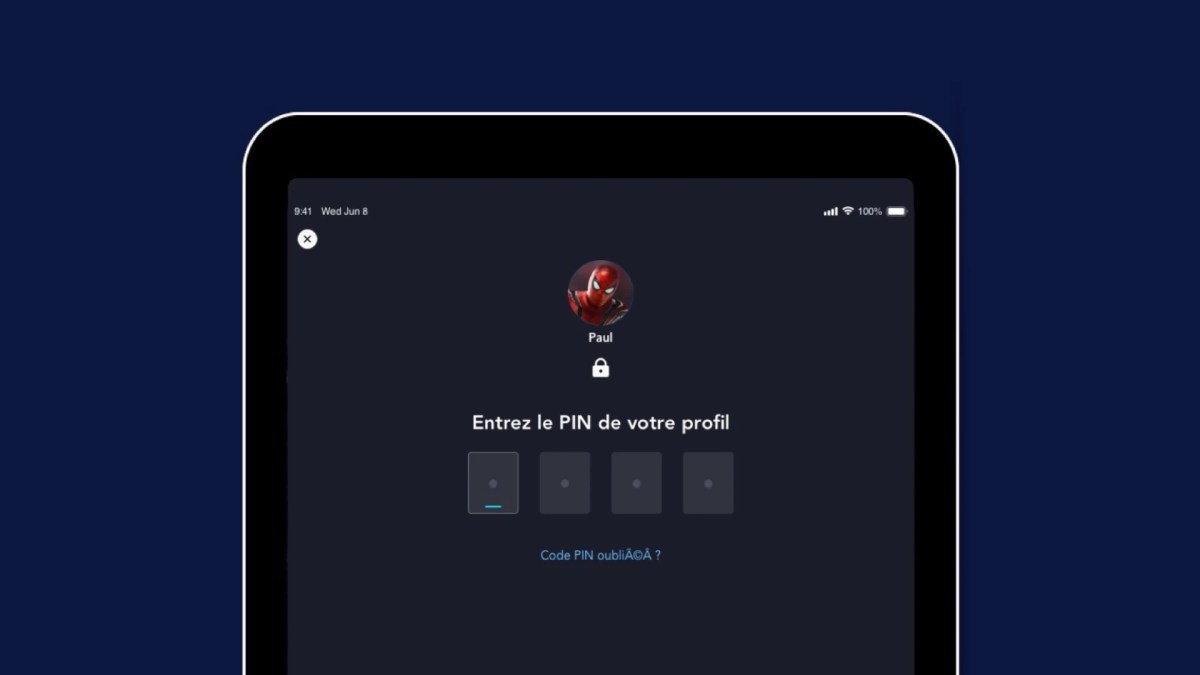 Le code PIN à rentrer sur l'interface Disney+ pour accéder à un profil // Source : Disney+ Le code PIN à rentrer sur l'interface Disney+ pour accéder à un profil // Source : Disney+