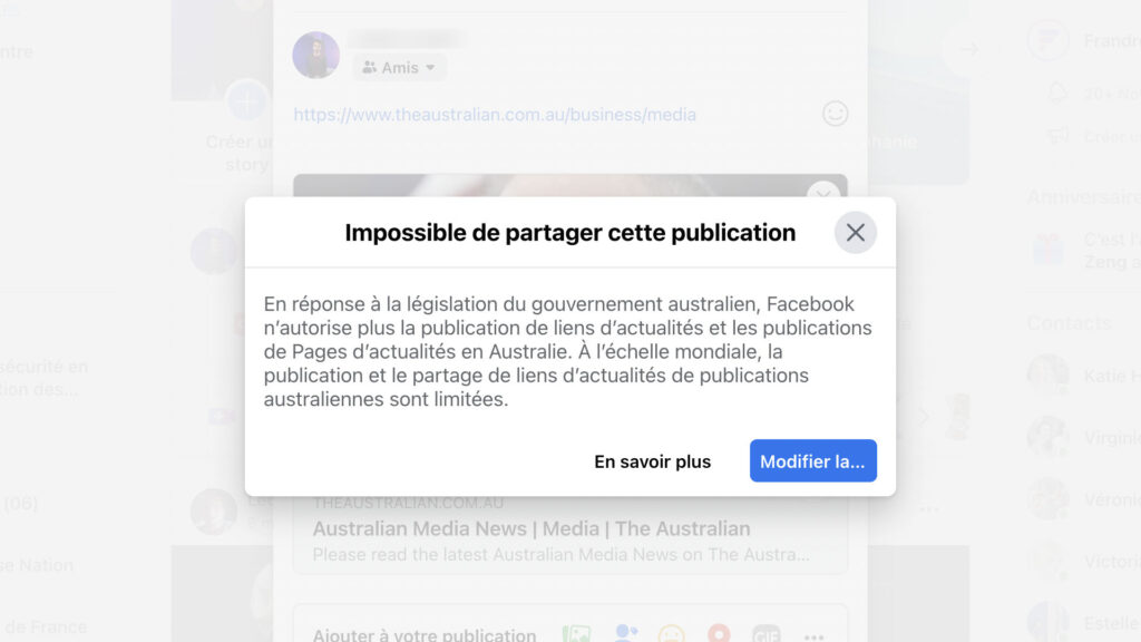Facebook australie Facebook australie