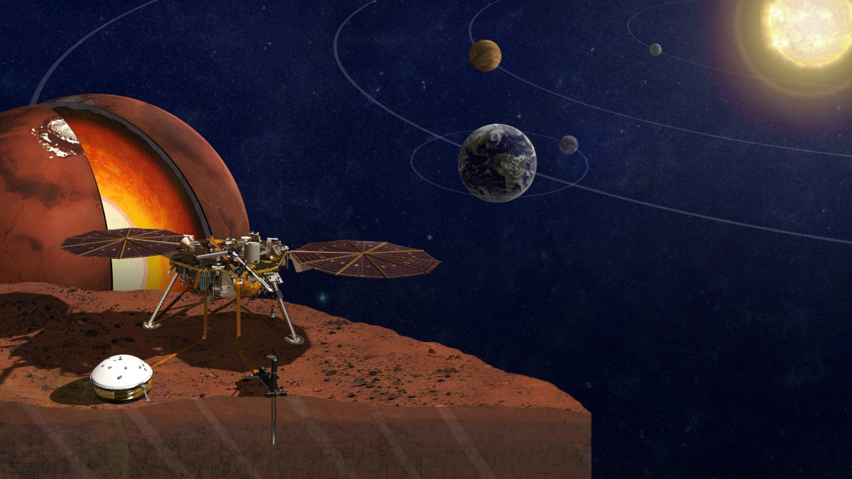 Illustration de l'atterrisseur InSight. // Source : NASA/JPL Caltech, 2018 Illustration de l'atterrisseur InSight. // Source : NASA/JPL Caltech, 2018