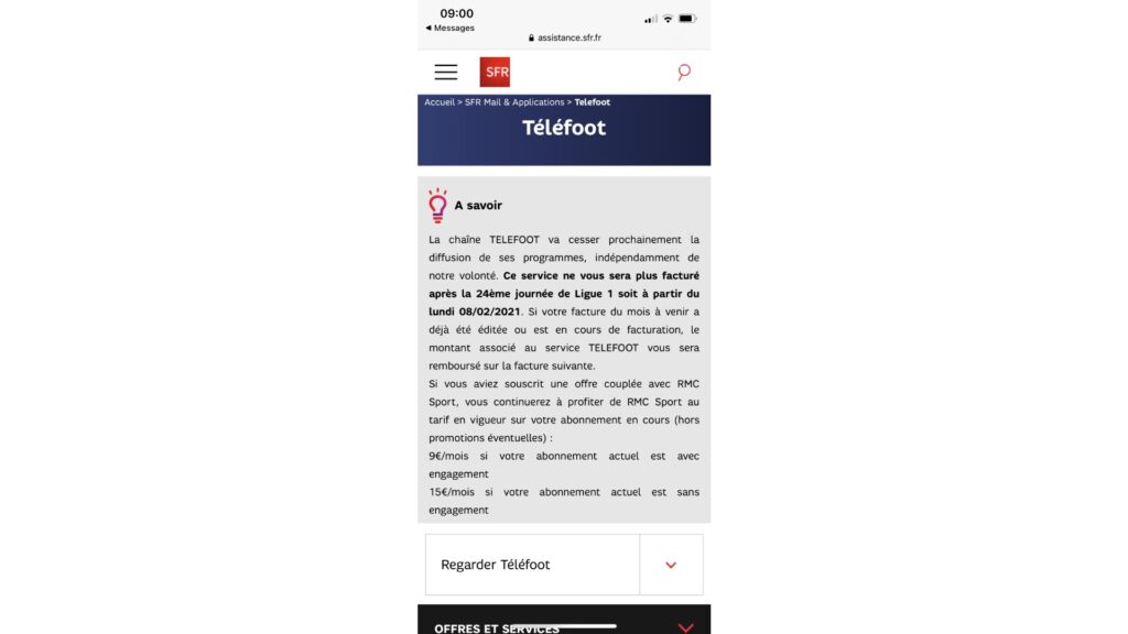 Fin de Téléfoot : que se passe-t-il pour le pack avec RMC Sport ? // Source : Capture d'écran Fin de Téléfoot : que se passe-t-il pour le pack avec RMC Sport ? // Source : Capture d'écran