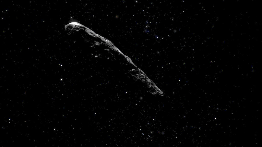 Les vues d'artistes d'Oumuamua ont contribué à sa popularité. // Source : ESO, M. Kornmesser, L.Calcada. Music: Mylonite - MRP (Mylonite Recordz Production) (image modifiée) Les vues d'artistes d'Oumuamua ont contribué à sa popularité. // Source : ESO, M. Kornmesser, L.Calcada. Music: Mylonite - MRP (Mylonite Recordz Production) (image modifiée)