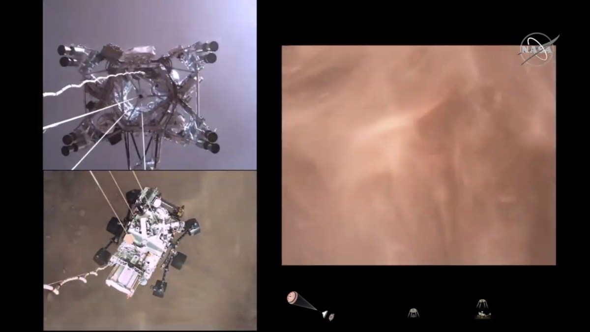 Vidéo de l'atterrissage de Perseverance. // Source : Capture d'écran Nasa Vidéo de l'atterrissage de Perseverance. // Source : Capture d'écran Nasa