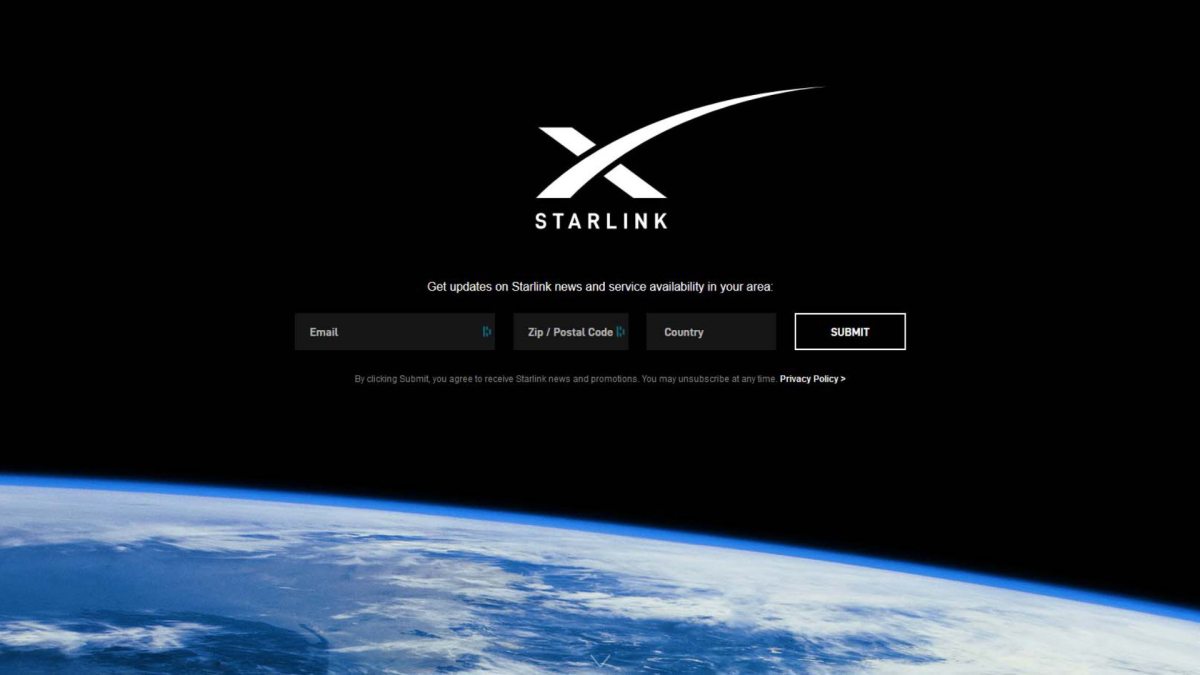 Le formulaire d'inscription mis en ligne sur le site de Starlink. // Source : Capture d'écran Starlink Le formulaire d'inscription mis en ligne sur le site de Starlink. // Source : Capture d'écran Starlink