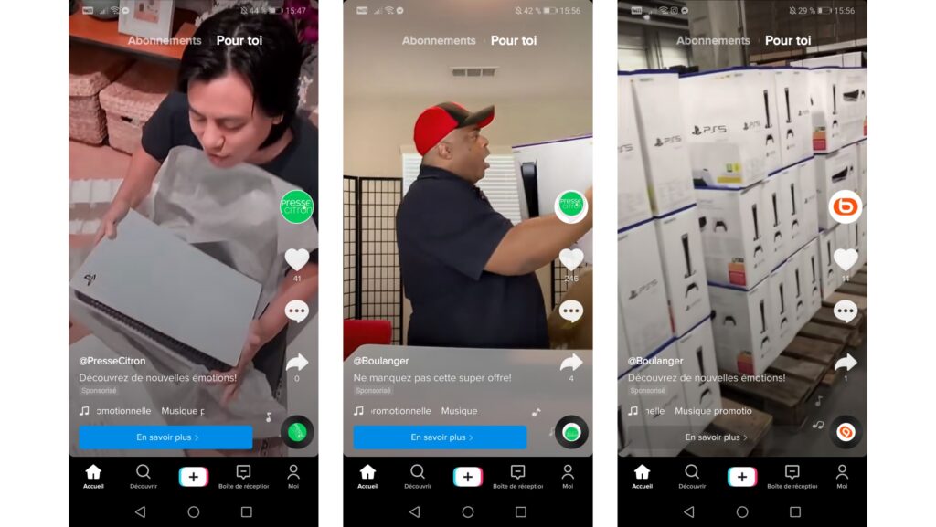 Des exemples d'usurpation d'identité sur Tiktok // Source : Capture d'écran Numerama / Tiktok Des exemples d'usurpation d'identité sur Tiktok // Source : Capture d'écran Numerama / Tiktok