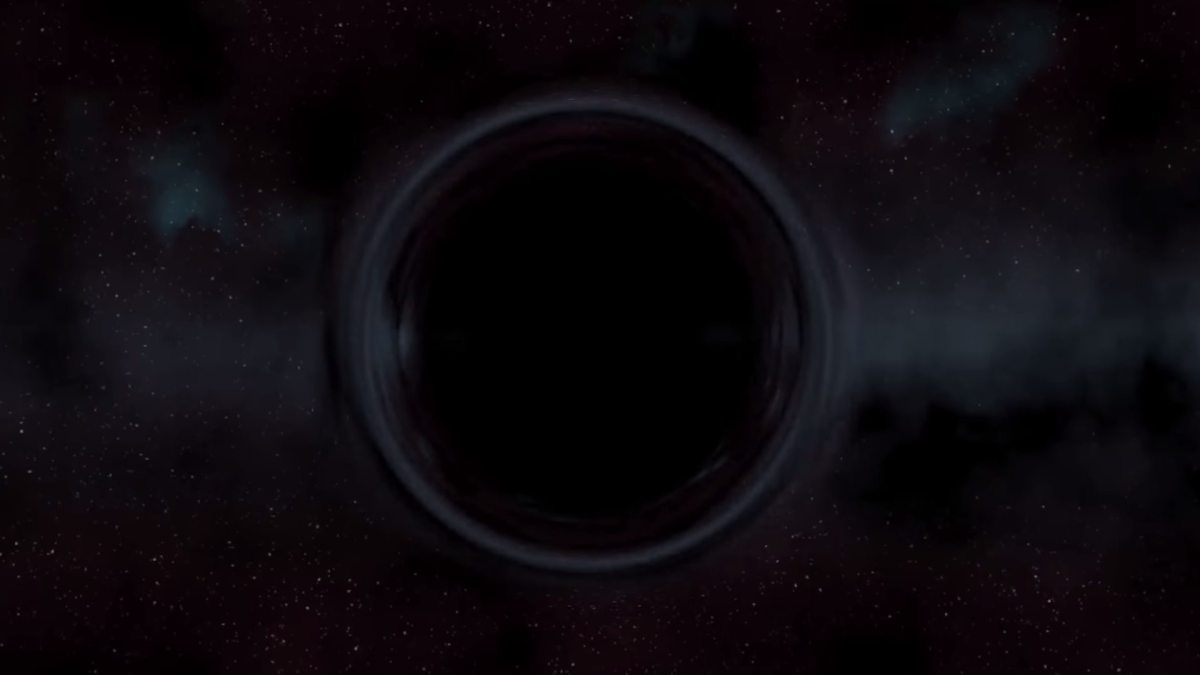 Représentation d'un trou noir. // Source : Capture d'écran YouTube Harry Evett Représentation d'un trou noir. // Source : Capture d'écran YouTube Harry Evett