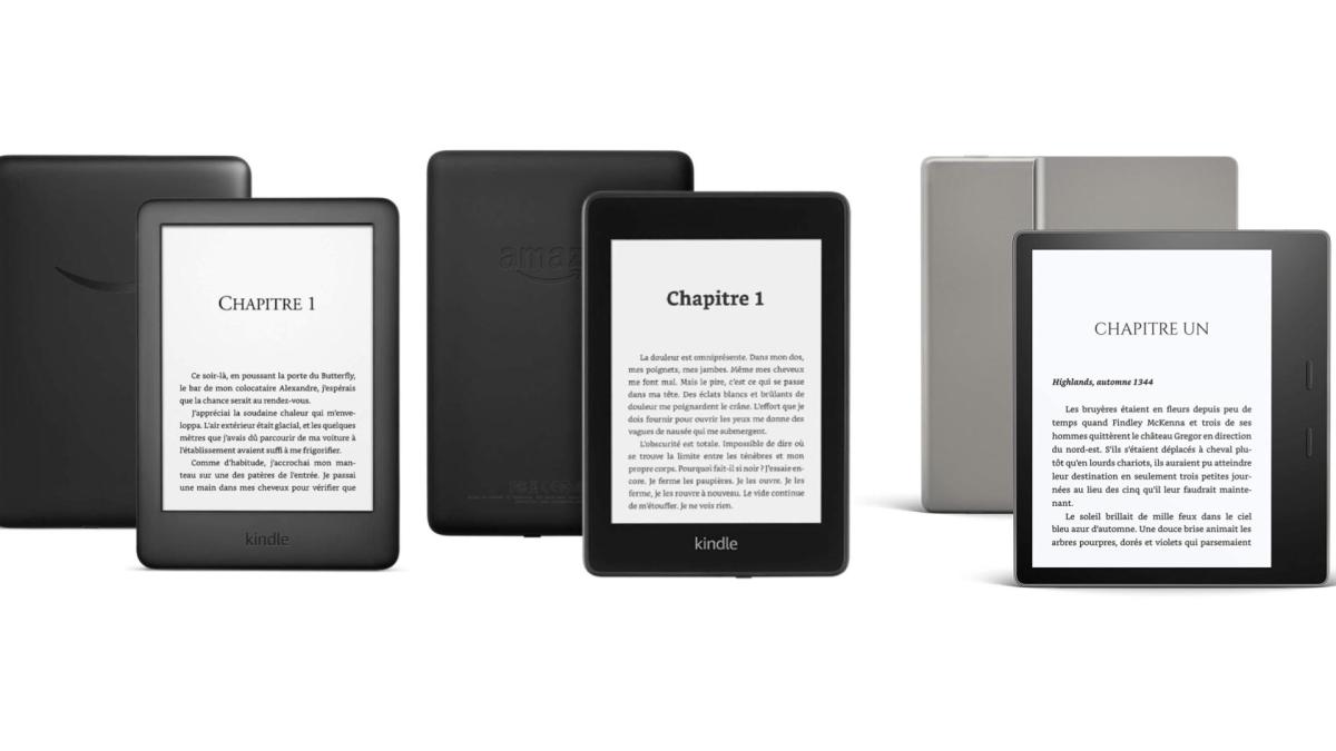 La Kindle classique, la Kindle Paperwhite et la Kindle Oasis d'Amazon. La Kindle classique, la Kindle Paperwhite et la Kindle Oasis d'Amazon.