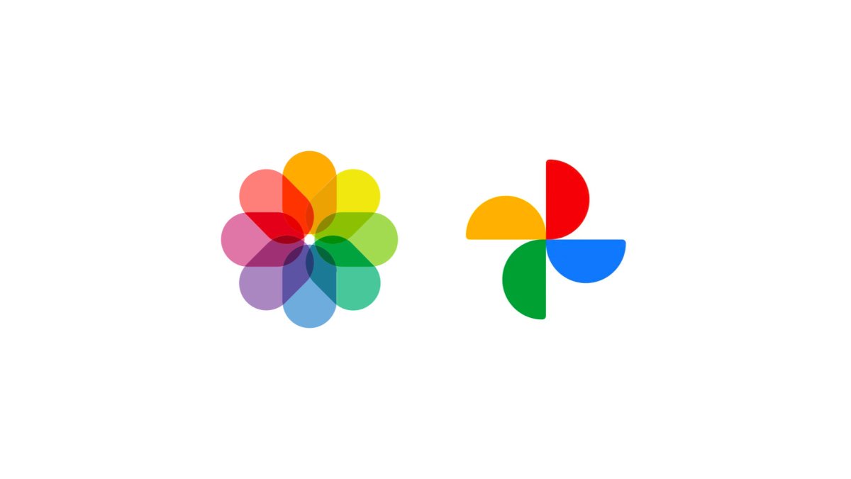 Le logo d’Apple Photos à gauche. Le logo de Google Photos à droite. // Source : Numerama Le logo d’Apple Photos à gauche. Le logo de Google Photos à droite. // Source : Numerama