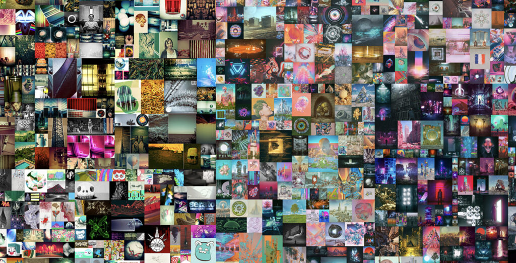 Le collage de Beeple est constitué de tous ses « Un dessin par jour », débuté il y a 14 ans // Source : Beeple Le collage de Beeple est constitué de tous ses « Un dessin par jour », débuté il y a 14 ans // Source : Beeple