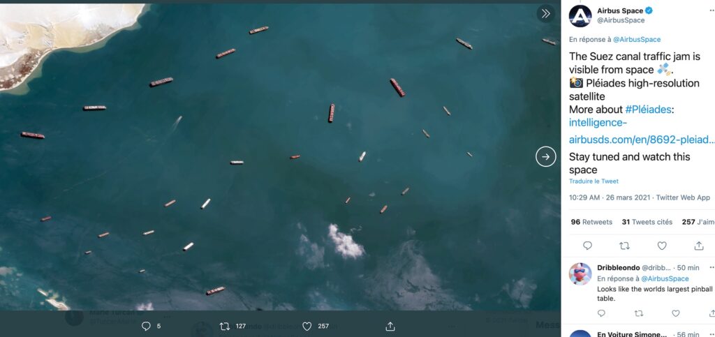 Capture d'écran du Twitter de Airbus Space, qui diffuse une photo prise par Pléiades // Source : Twitter/AirbusSpace Capture d'écran du Twitter de Airbus Space, qui diffuse une photo prise par Pléiades // Source : Twitter/AirbusSpace