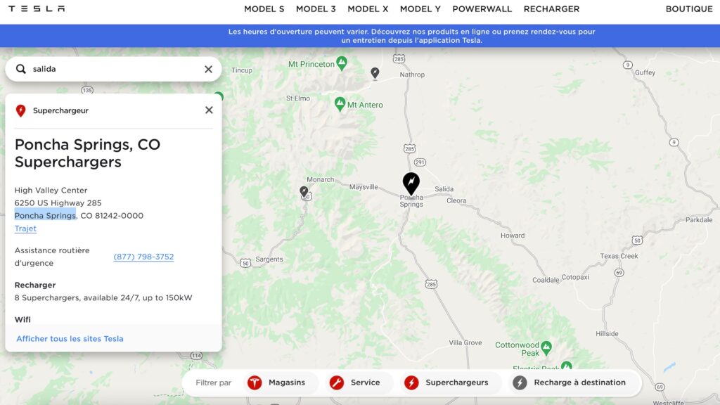 Superchargeur Tesla à Poncha Springs // Source : Tesla Superchargeur Tesla à Poncha Springs // Source : Tesla