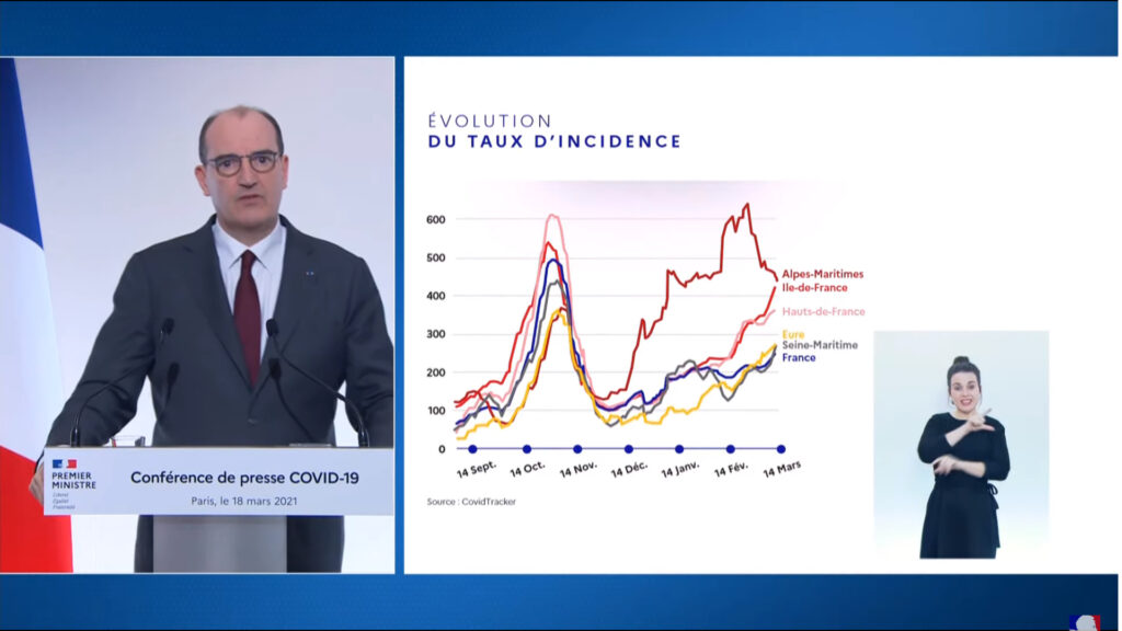 Taux d'incidence. // Source : Capture d'écran YouTube Gouvernement Taux d'incidence. // Source : Capture d'écran YouTube Gouvernement