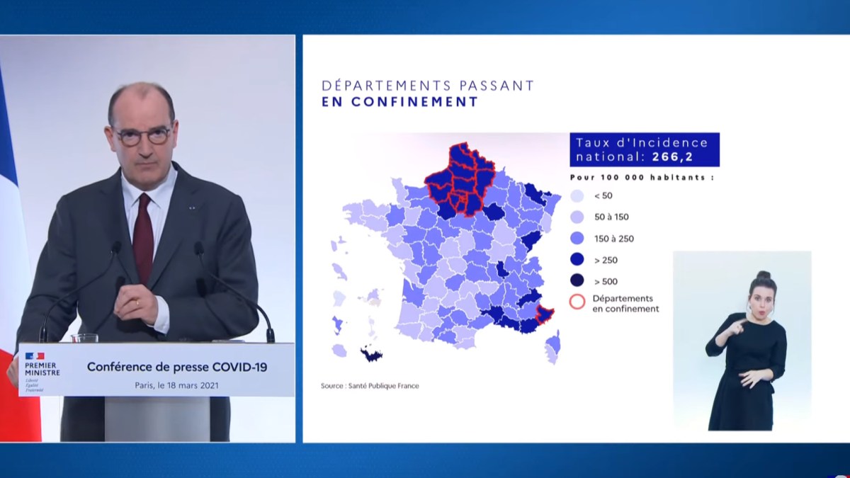 Nouveaux départements confinés. // Source : Capture d'écran YouTube Gouvernement Nouveaux départements confinés. // Source : Capture d'écran YouTube Gouvernement