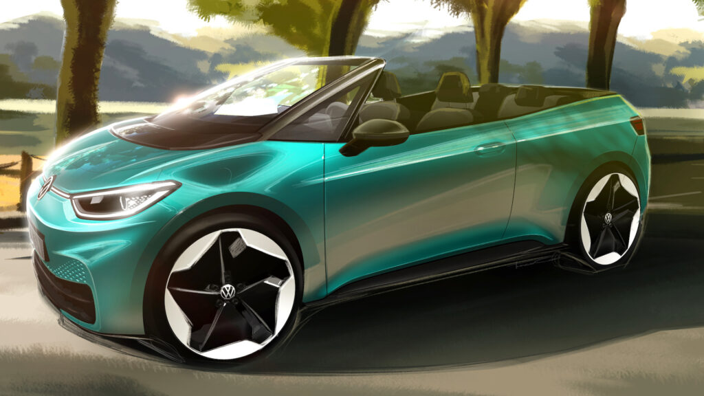 Esquisse Volkswagen ID.3 Cabriolet // Source : Volkswagen Esquisse Volkswagen ID.3 Cabriolet // Source : Volkswagen