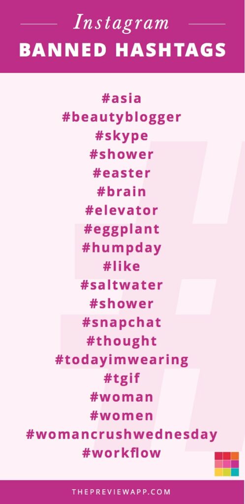 Des exemples de hashtags à éviter // Source : The Preview App Des exemples de hashtags à éviter // Source : The Preview App