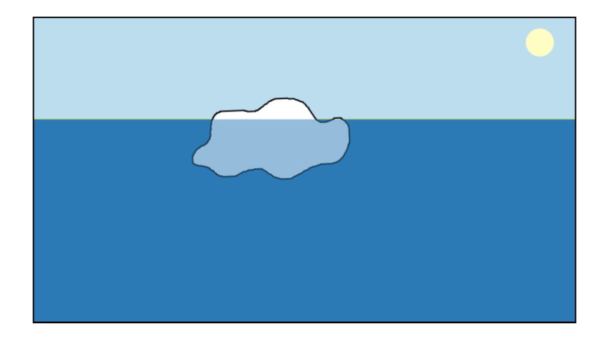 Voilà comment flotterait cet iceberg. // Source : Capture d'écran Iceberger Voilà comment flotterait cet iceberg. // Source : Capture d'écran Iceberger