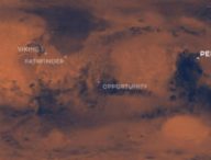 Carte de Mars et des divers sites d'atterrissage. // Source : NASA/JPL-Caltech (image recadrée)